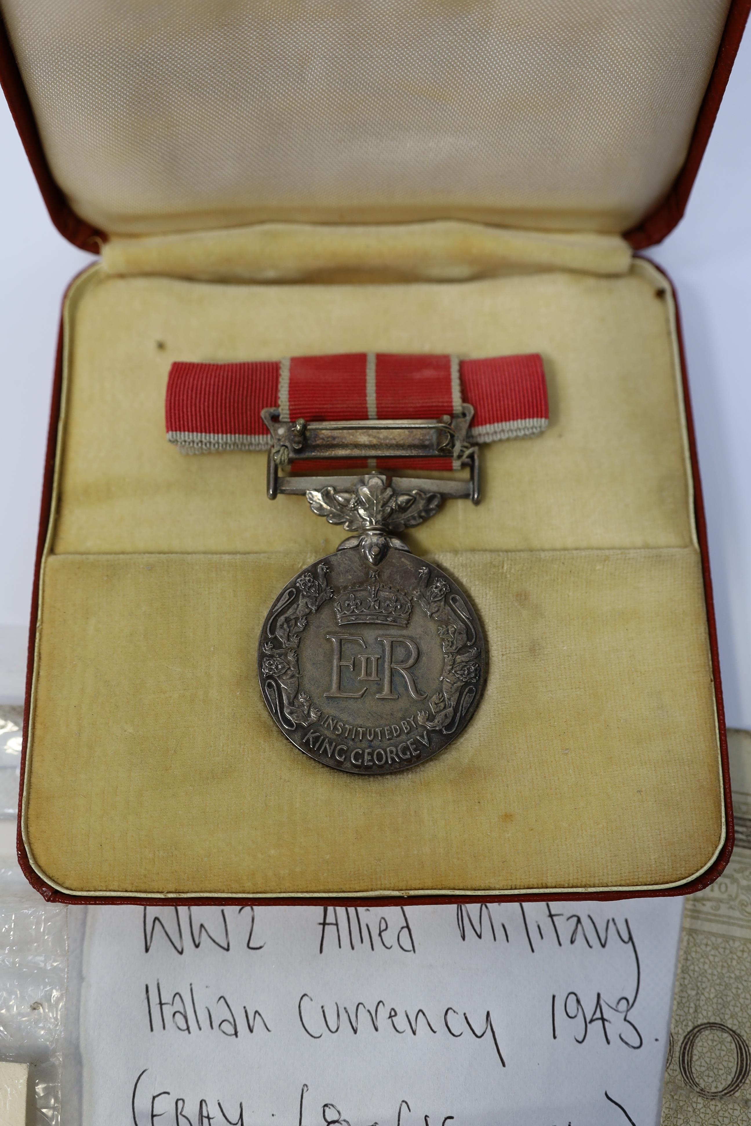 An ERII medal group awarded to SGT. Bertha Barke W.R.A.F. comprising; a General Service Medal with bar for Arabian Peninsula, a Long Service and Good Conduct Medal and a cased British Empire Medal for Meritorious Service